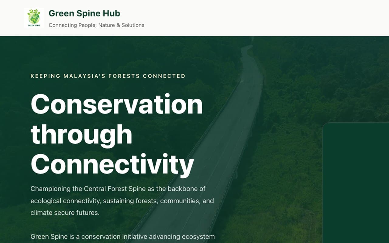 Green Spine Hub conservation website preview